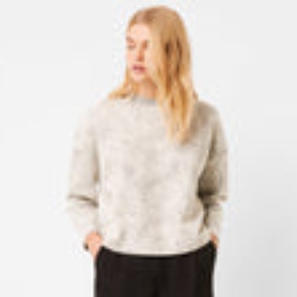 NWT French Connection Sekia Jersey Crew Neck Top, grey/white melange Sz XS boxy - Picture 13 of 13